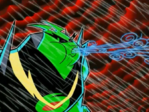 Vortex (Danny Phantom) blowing Vlad away by blowing wind from his mouth