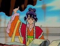 Nuriko (Fushigi Yuugi) picking up heavy debris.