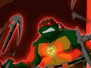 Using Banrai, Raphael (Teenage Mutant Ninja Turtles 2003) can emit shockwaves powerful enough to shatter rock.
