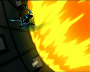 XLR8 (Ben 10) running up a wall.