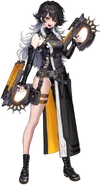 K (Goddess of Victory: Nikke) wields her Double Hazard, a pair of SMG-brass knuckle hybrids.