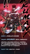 Kimyo 2.png (7.08 MB) Jonellie Honore's (Ordeal - Webtoon) Talent Akuman allows him to generate a moldable metallic material that protrudes from his body.