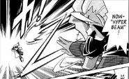 Lance's Aerodactyl (Pokémon Adventures) bending its Hyper Beam in a zigzag fashion to gain momentum.