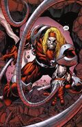 Omega Red (Marvel Comics) using his Carbonadium tentacles to drain his victims of their life force in order to increase his healing factor and to fight off his Death Factor and Carbonadium poisoning.