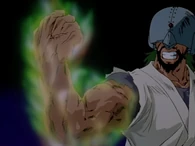 Kibano (Yu Yu Hakusho) compresses energy from his environment into his arm, expanding his arm muscles.