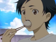 Saya eating.gif (669 KB) Saya Otonashi (Blood+) has been able to control her blood-thirsty through regular blood transfusions and eating large quantities of human food.