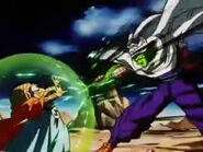 Piccolo (Dragon Ball Z) piercing through Babidi's magical barrier.