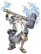 Dyntos ( Kid Icarus: Uprising) is the God of the Forge. He is an incredible craftsman, having created the Three Sacred Treasures and the Great Sacred Treasure, as well as a majority of Pit's weapons.