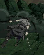 ...and later uses the Inferno Style: Flame Control Jutsu to create a sword of black flames and project a wave of cutting fire.