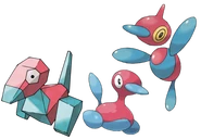 Porygon (Pokémon) gains evolution by holding discs and being traded.