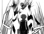 Shigure's (Code:Breaker) ability is to convert his own life force into ash manipulation and enlarging his limbs.