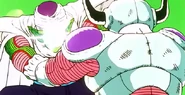 Piccolo (Dragon Ball Z) uses an Eye Flash to temporarily blind Frieza.