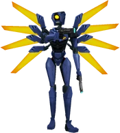 Unlike most machines, V1 (Ultrakill) specializes in quick repairs, using an experimental armor plating that can absorb blood on contact rather than a separate blood refueling process.