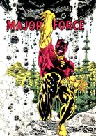 Major Force (DC Comics) absorb and manipulate theoretically infinite amounts of energy, the amount of which he can use is, of course, limited by his will power. Major Force can fire and control energy of any form. While he cannot manipulate energy exactly like Captain Atom but he can use it similarly such as flying. He can use his immense ergokinesis to matter such as manipulating his own armor skin & manipulate dark matter for various purposes such as construct creation.