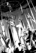 Fujiwara Toki (Code: Breaker) manipulating the earth's electromagnetism to launch metallic projectiles from above.