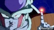 Frieza (Dragon Ball) preparing to destroy Planet Vegeta with a blast with enough power to destroy a dwarf star.