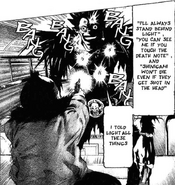 Ryuk the Shinigami (Death Note) is completely immune to the gunshots fired by Kiichiro Osoreda, unless he willingly allows them to affect him.