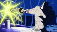 Tilestone (One Piece) wielding the Demi Cannon that was meant to be installed into battleships as a hand cannon.