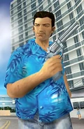 Tommy Vercetti GTA Vice City.jpg (83 KB) Tommy Vercetti (Grand Theft Auto: Vice City) identifies himself as a "convicted psychotic killer and drug dealer". Known as "The Harwood Butcher" for killing eleven hitmen that had been sent to kill him, he does not hesitate to kill anyone who gets in his way.