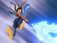 Hiten's (InuYasha) Raigekijin was a spear focused and increased his lightning abilities. In addition to being augmented by the shards of the Shikon Jewel, the spear was able to project powerful lightning bolts capable of breaking chunks of mountains and incinerating entire armies.