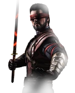 After being blinded by Shang Tsung, Kenshi Takahashi (Mortal Kombat) developed telekinetic powers and enhanced senses.