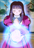 Erica Fontaine (Sakura Wars) in the process of healing the victim of a car crash.