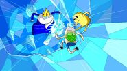Finn, Jake and Ice King (Adventure Time) fighting in the Art of Fridjitzu.