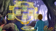 Hibiki Lates (Fairy Tail) using his Archive Magic to manipulate digital information.