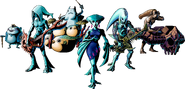 Zoras (The Legend of Zelda) are aquatic, blue-skinned humanoid creatures that exist in Hyrule, Labrynna and Termina.