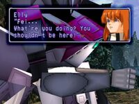 Elhaym "Elly" Van Houten (Xenogears) having enhanced herself with the 'Drive' that gives her Ether boost but makes her go berserk.