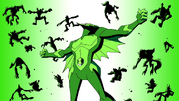 Whampire (Ben 10 Omniverse) clearing a large area of enemies with a powerful explosion of energy.