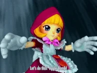 After fusing into Rotzäppchen Waltzer, the Flat Sisters (Marchen Awakens Romance) can drop giant explosive apples.