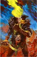 Evil Ernie (Chaos! Comics/Dynamite Comics) is a necrotized Demigod with the ability to bring his thoughts to life and siphon the powers of godlike entities into himself.