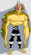 Eye Guy (Ben 10) has eyes all over his upper body, except, ironicly, his face.