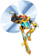 GyroMan.EXE (Mega Man Battle Network) can transform into a helicopter.