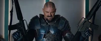 Skurge (Marvel Cinematic Universe) wielding his twin Colt Model 604s, Des and Troy.