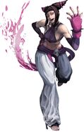 Juri Han (Street Fighter) possesses the Feng Shui Engine, which augments her ki and enhances her fighting potential, in place of her left eye.