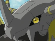 BlackWarGreymon (Digimon) creates a white burst to wipe out his opponents.