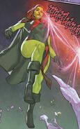 M'gann M'orzz/Miss Martian (DC Comics) is a white Martian who chooses to be a green one like J'onn J'onzz out of shame of her own tyranical race.