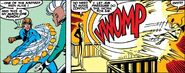 Super Sabre (Marvel Comics) creating a sonic boom by swinging his fist at superspeed.