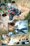 Darkseid (DC Comics), a New God, fighting Zeus.