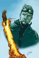 Sam Guthrie/Cannonball (Marvel Comics) jettisoning through the skies.