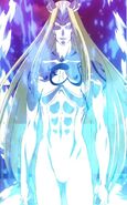 In his Battle Form, Kuyō's (Rosario + Vampire) monster energy is highly concentrated and compressed throughout his body, greatly increasing his strength and combat capabilities.