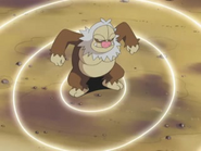 Slaking (Pokémon) stomps the ground with Earthquake.