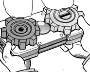The Double Gear System (Mega Man 11) can push robot equip them beyond their limitation but also dangerous harming robot internal system if not careful.
