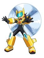 MegaMan.EXE (Mega Man Battle Network) after performing Double Soul with GyroMan.EXE