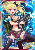 Pyromaniac (Valkyrie Crusade) is immune to the blue flames her flamethrower shoots.