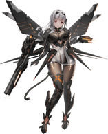 Marian/Modernia (Goddess of Victory: Nikke) is a Heretic, a traitor Nikke who fights for the Raptures and their Queen, hybridized with Rapture technology and armor to serve as her personal agent. She is also a former member of Elysion's Silver Gun and the Commander's Counters.