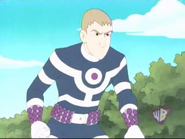 Edwin Alva Jr./Omifarious (Static Shock/DCAU/DC Animated Universe) suit contains a lot of purple Quantum Vapor bubbles that temporarily grant him a superpower of his choosing.