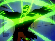 In his rage, Blight (Batman Beyond) surrounds himself in a powerful radiation field.